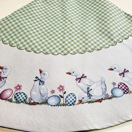 Mantel tapiz redondo HUSSIČKY CUADROS VERDES