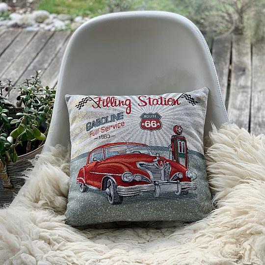 Funda de almohada de tapiz GASOLINERA RUTA 66