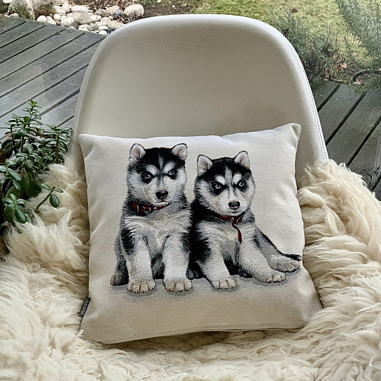 Funda de almohada tapiz CACHORROS HUSKY