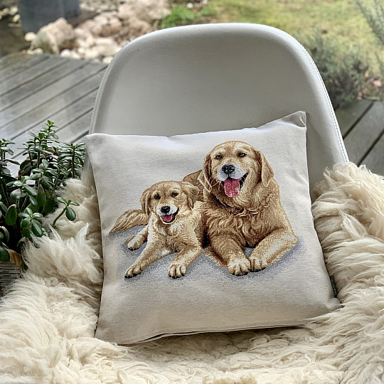 Funda de almohada tapiz LABRADOR Y CACHORRO