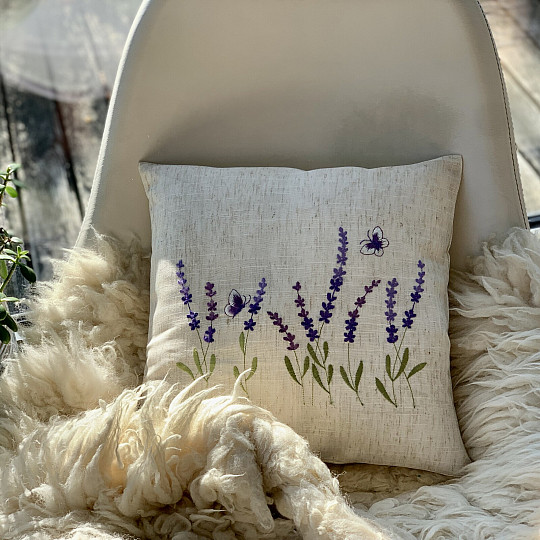 Funda de almohada bordada LAVANDA