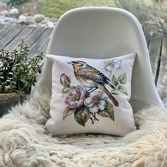 Funda de almohada tapiz JILGUERO EN EL MANZANO