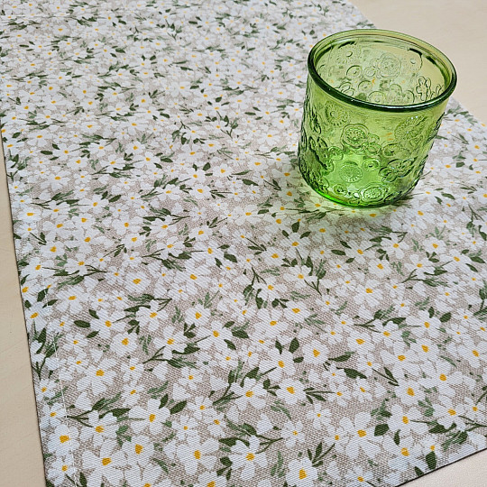 Mantel y bufanda FLORES BLANCAS