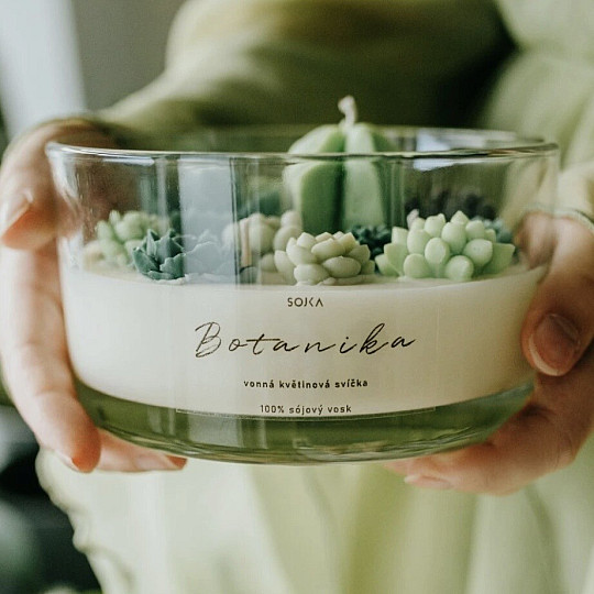 Vela aromática de flores BOTANIKA con cactus