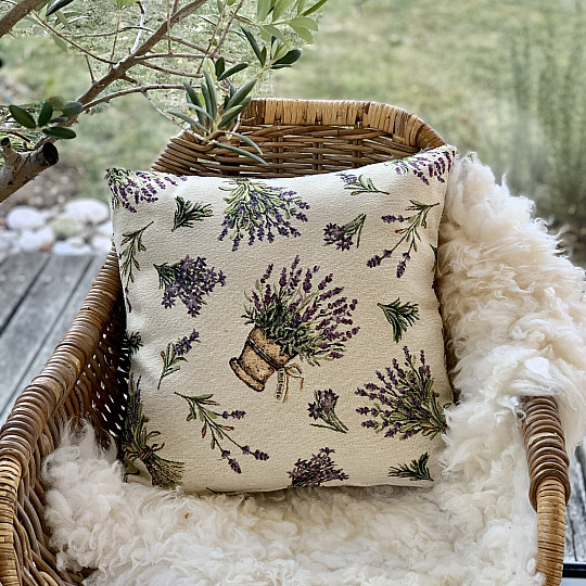 Funda de cojín tapiz FLOR DE LAVANDA