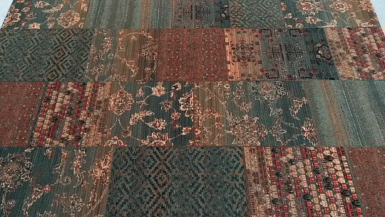 Alfombras de lana de lujo ROYAL PATCHWORK verde
