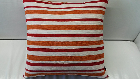 Funda de cojín decorativa PEKING rayas rojo-naranja
