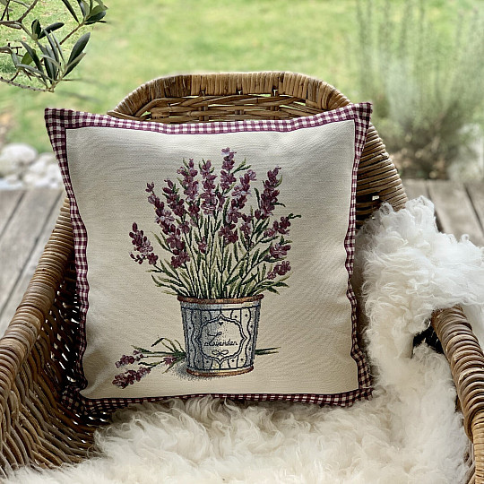 Funda de cojín tapiz FLORES DE PROVENZA LAVANDA