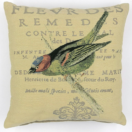 Funda decorativa PÁJAROS verde