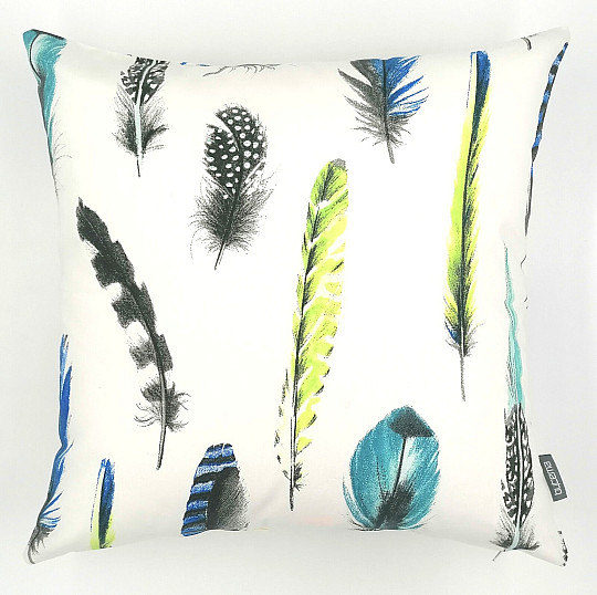 Funda de cojín decorativa PLUMA AZUL