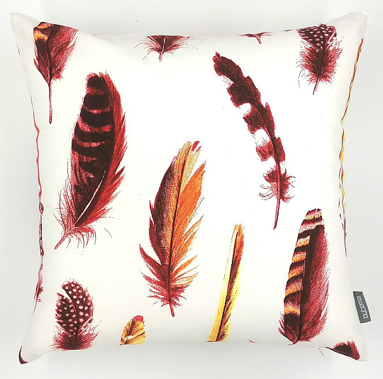 Funda de cojín decorativa PLUMA ROJA