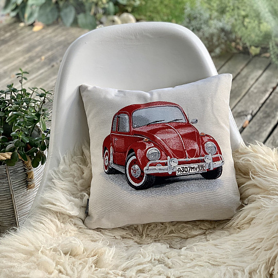 Funda de cojín tapiz VW BEETLE ROJO