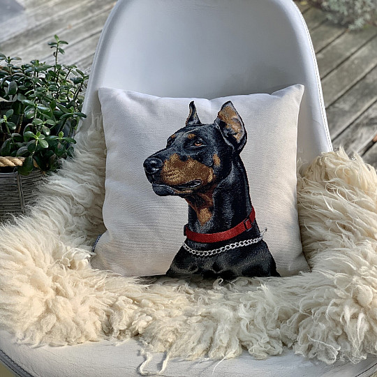 Funda de almohada tapiz Doberman
