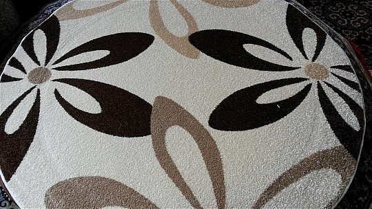 Alfombra redonda KARMEL flores crema