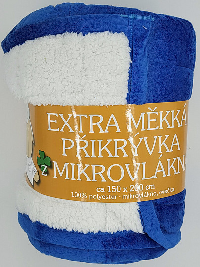 manta microfibra EXTRA SUAVE punto OVEJA azul