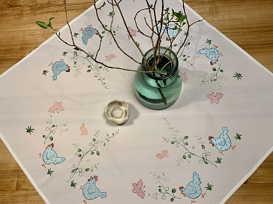 Manteles y bufandas bordados SLEPIČKY azul