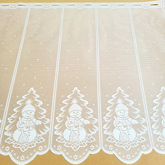 Cortina jacquard NAVIDAD para vidriera MUÑECO DE NIEVE
