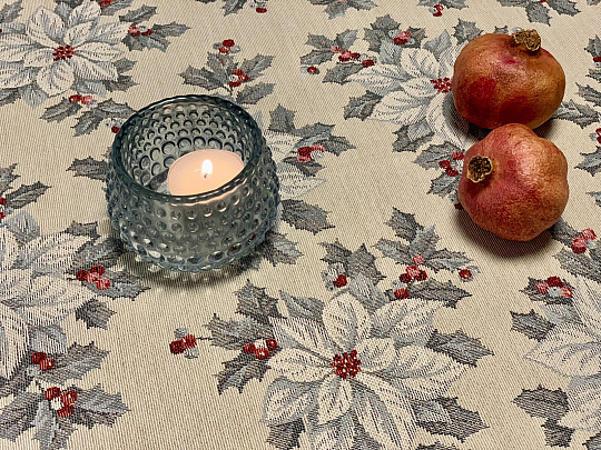 Mantel tapiz, bufanda ESTRELLA DE NAVIDAD PLATA