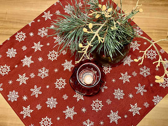 Mantel y pañuelo tapiz BANDERA ROJA