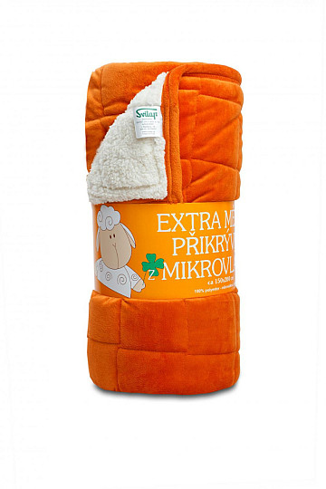 manta microfibra EXTRA SUAVE punto OVEJA naranja