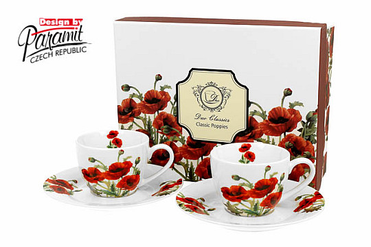 Set taza y plato amapolas clasico 90 ml