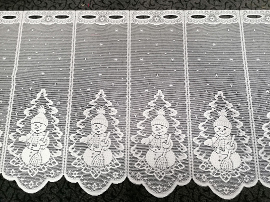 Cortina jacquard NAVIDAD para vidriera MUÑECO DE NIEVE