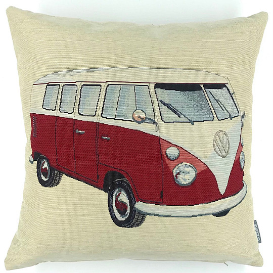 Funda de cojín tapiz VW BUS ROJO