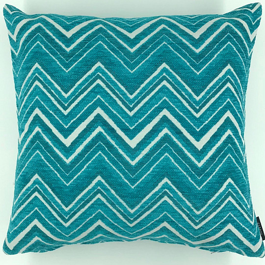 Funda de cojín decorativa ZIG ZAG azul turquesa