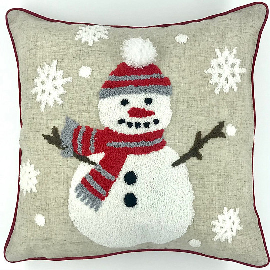 Funda decorativa bordada MUÑECO DE NIEVE