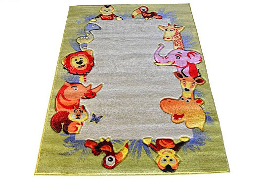 Alfombra infantil KIDS SAFARI verde-crema