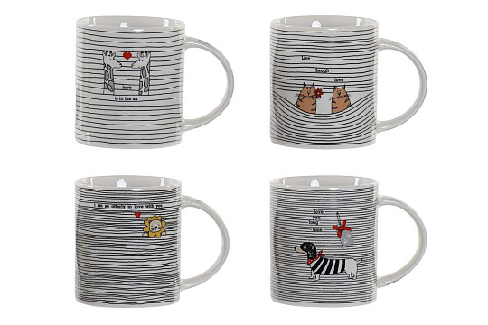 Taza Rayas Blanco y Negro 250 ml