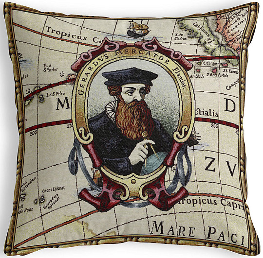 Funda de cojín tapiz grande GERHARD MERCATOR
