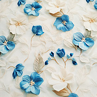 Tela decorativa GARDEN azul y blanco