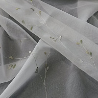 Cortina de lujo bordada GERSTER 11545 blanco - verde