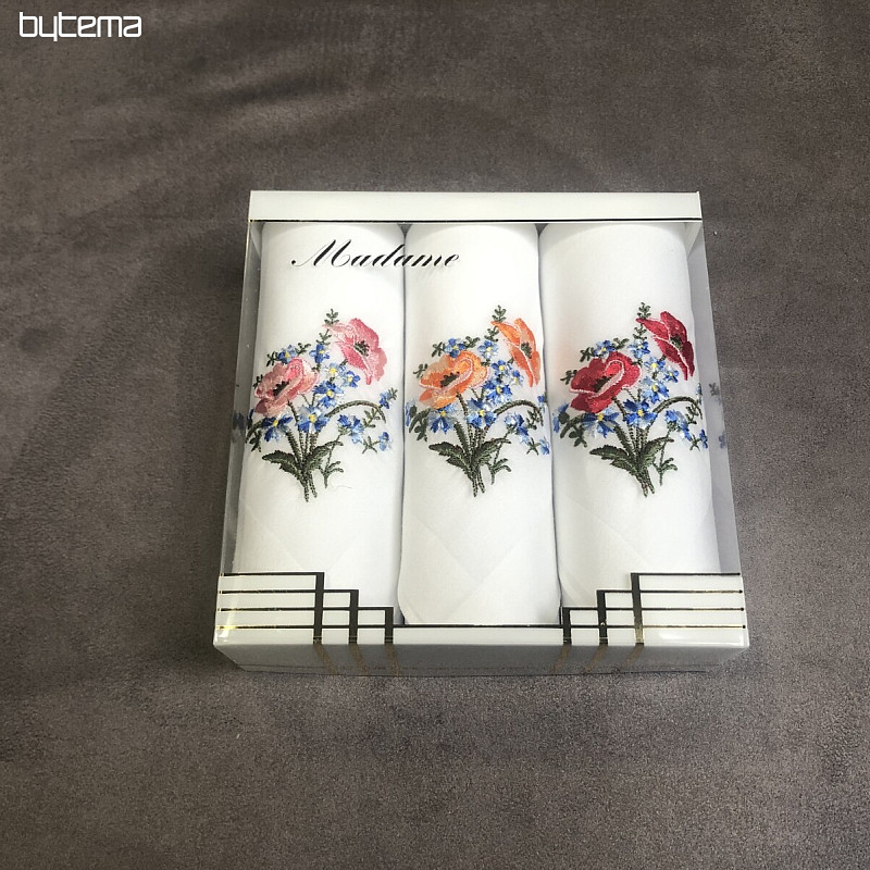 Pañuelos de tela para mujer - set de regalo de 3 piezas bordado de flores