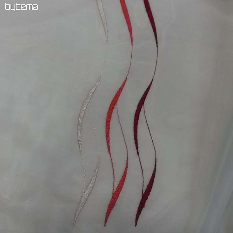 Cortina de gasa con bordado rojo Gerster 195/0043