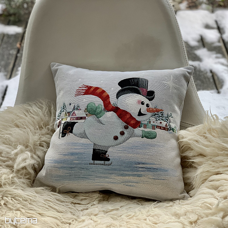 Tapiz navideño MUÑECO DE NIEVE SOBRE PATINES