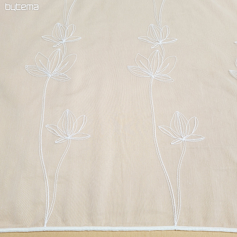 Cortina bordada de lujo BLANCA CON FLORES 11745/290
