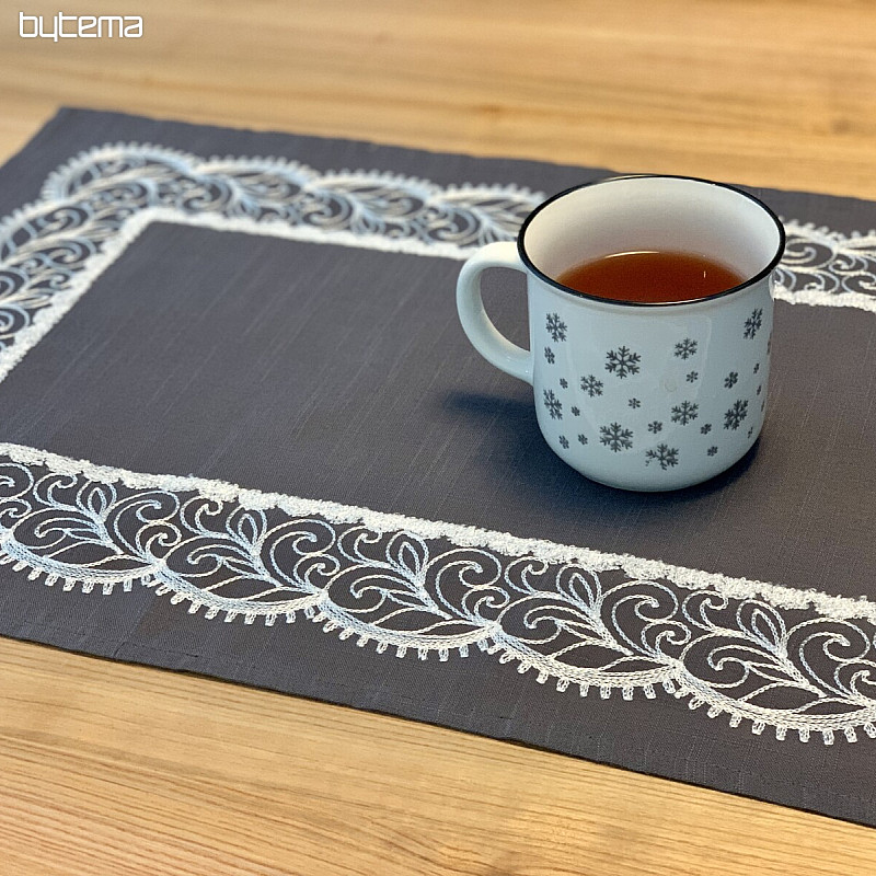 Mantel bordado gris