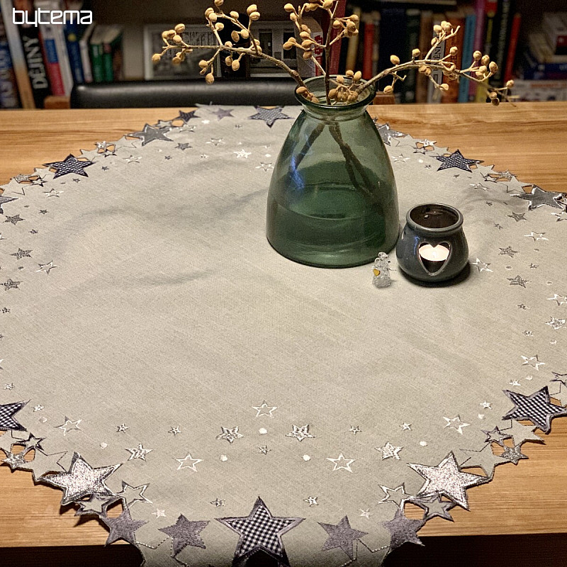 Mantel navideño bordado estrella gris