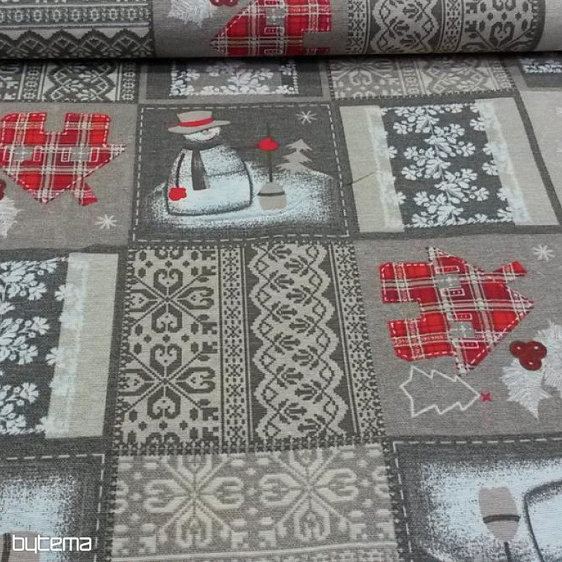Tela decorativa navideña Muñeco de nieve I