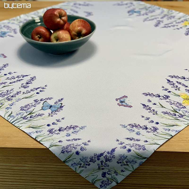 Manteles y bufandas violeta Lavanda con pajaritas