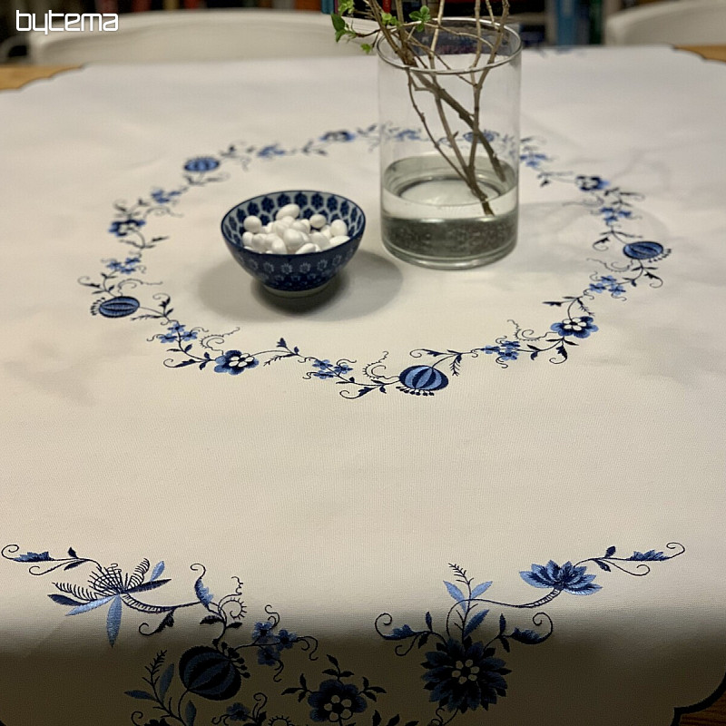 Manteles bordados CEBOLLA AZUL-BLANCO