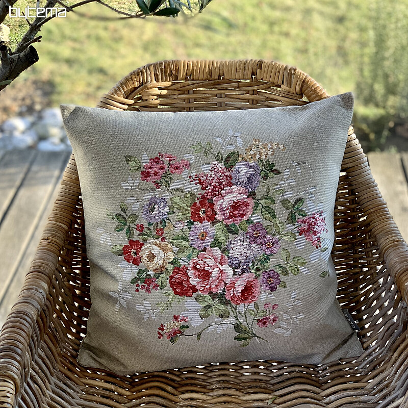 Funda de cojín tapiz FLOR BEIGE