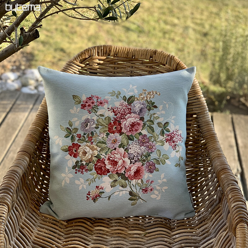 Funda de cojín tapiz FLOR AZUL