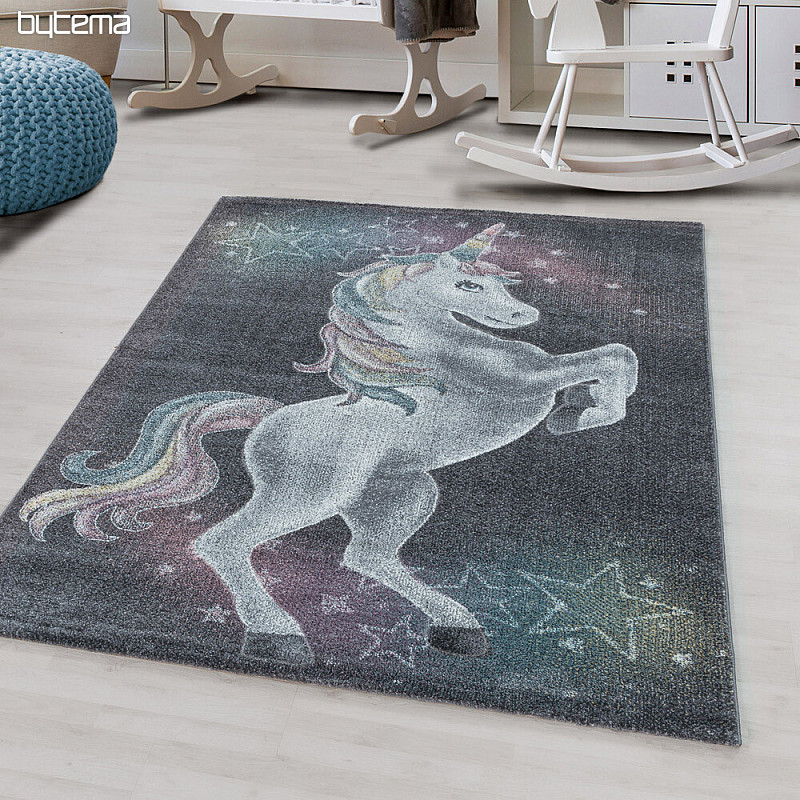 Alfombra infantil de lujo FUNNY unicornio gris