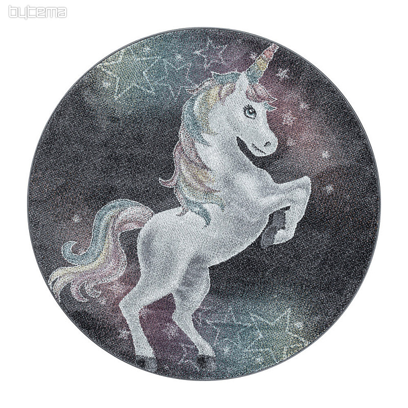 Alfombra infantil redonda FUNNY unicornio gris
