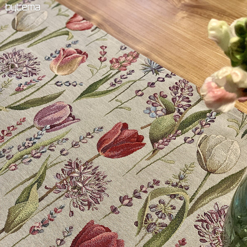 Mantel de gobelino, pañuelo de tulipanes primaverales