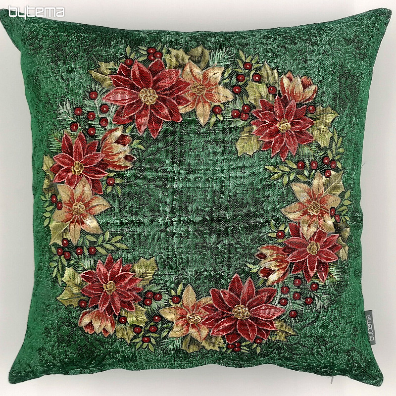Funda tapiz navideño CORONA DE ACEBO NAVIDAD ROSA-VERDE
