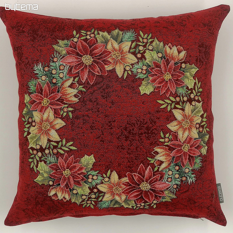 Funda tapiz navideño ROSA DE NAVIDAD - CORONA DE ACEBO ROJA